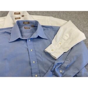 Gitman Bros Ultra Fine Pinpoint Oxford Shirts Blue & White Men 17/33**LOT OF 2